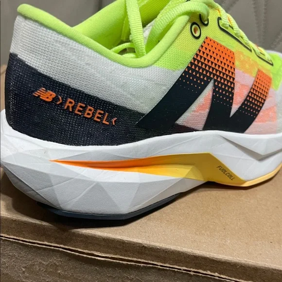 New Balance FullCell Super Lime Green White Orange Pink Performance Running Shoe - Picture 8 of 10